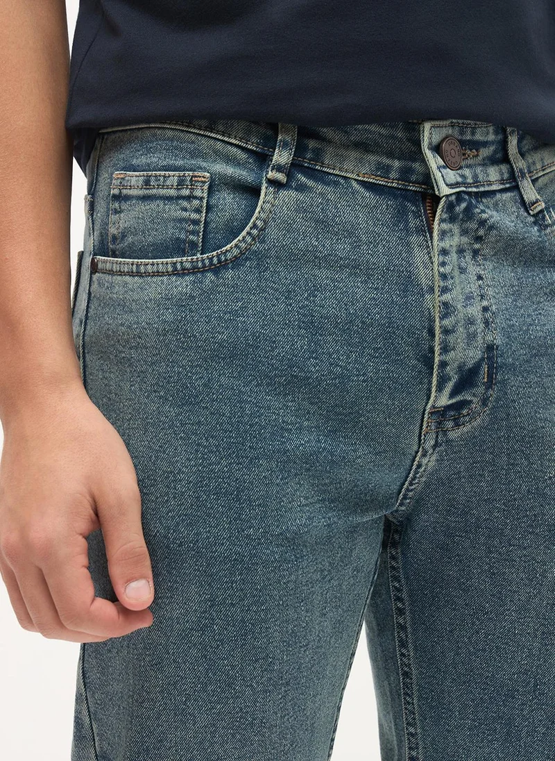 Urbano Fashion  Urbano Fashion Men's Ice Blue Regular Fit Heavy Washed Denim Jeans Stretchable for Men | Best Price UAE